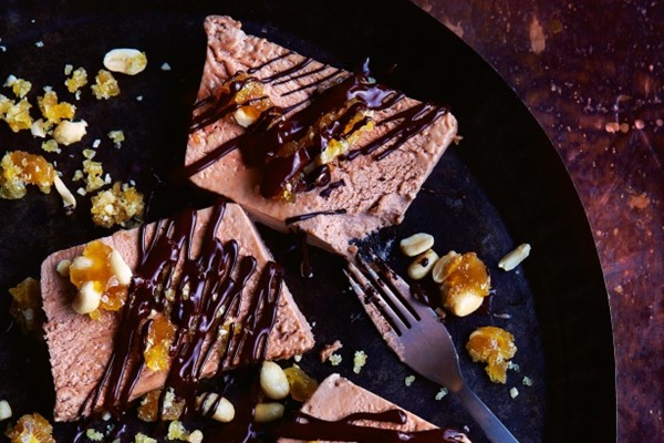 Peanut butter & milk chocolate terrine with peanut brittle