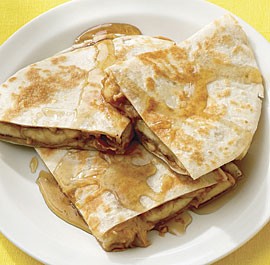 Peanut butter and banana "quesadillas"