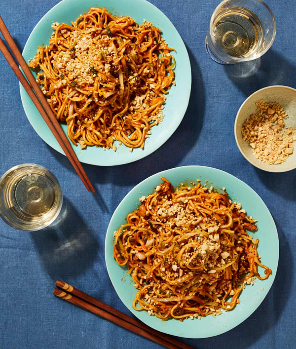 Peanut butter and gochujang noodles