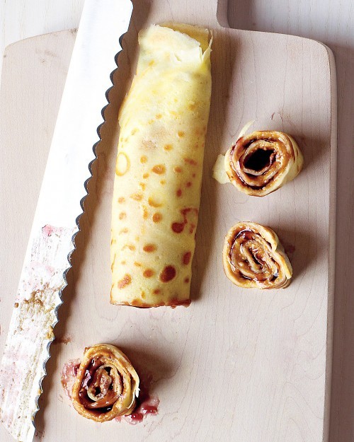 Peanut butter and jam crêpe roll