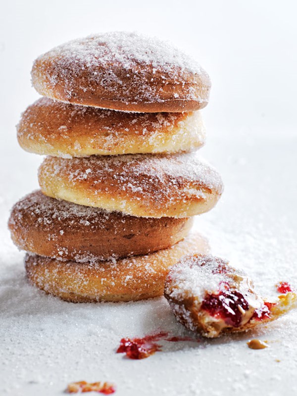 Peanut butter and jam doughnuts
