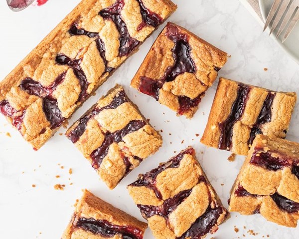 Peanut butter and jelly blondies
