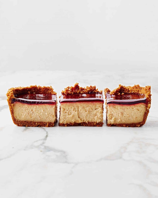 Peanut-butter-and-jelly cheesecake squares