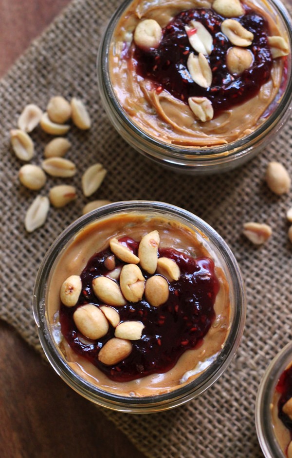Peanut butter and jelly chia pudding