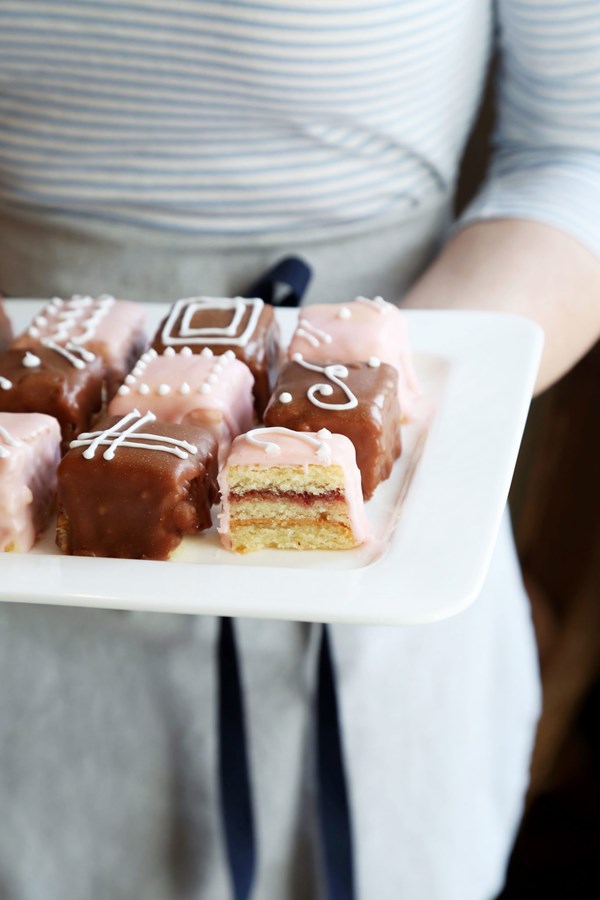 Peanut butter and jelly petit fours