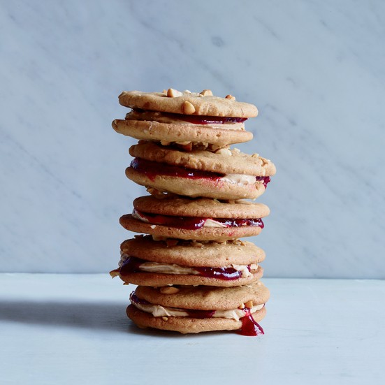 Peanut butter and jelly sandwich cookies
