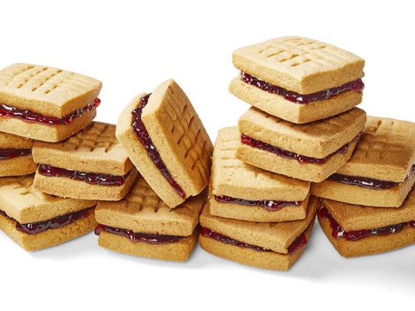 Peanut butter and jelly sandwich cookies