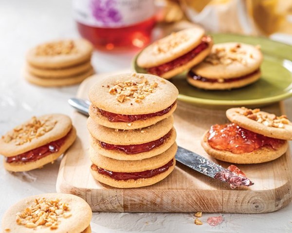 Peanut butter and jelly sandwich cookies