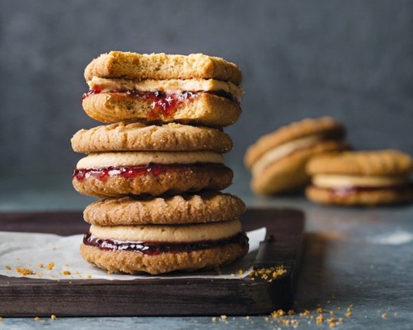 Peanut butter and jelly sandwich cookies