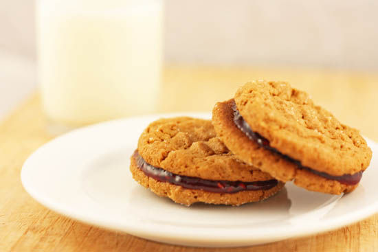 Peanut butter and jelly sandwich cookies