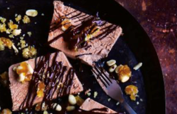 Peanut butter and milk chocolate terrine with peanut brittle