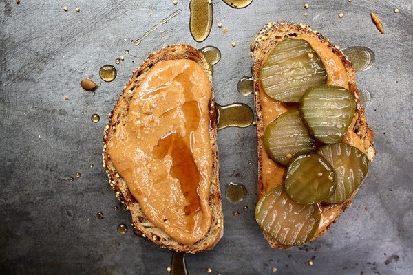 Peanut butter and pickle sandwich