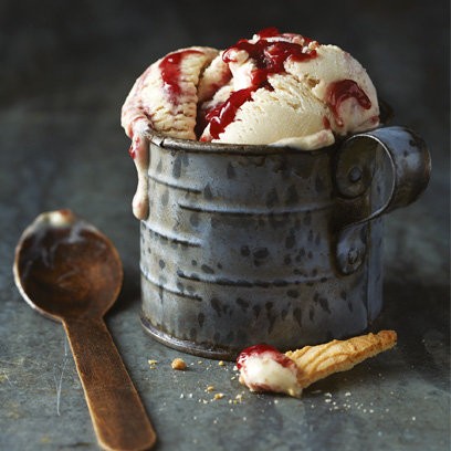 Peanut butter and strawberry ripple ice cream