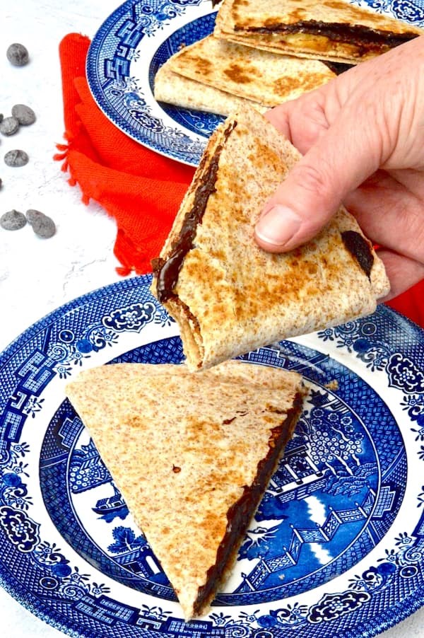 Peanut butter, banana & chocolate tortilla wrap hack