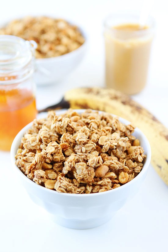 Peanut butter, banana, and honey granola