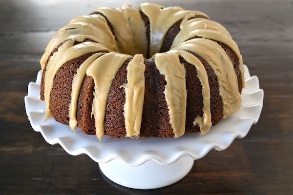 Peanut butter banana bundt cake with Reese’s peanut butter cups