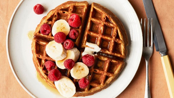Peanut butter-banana waffles