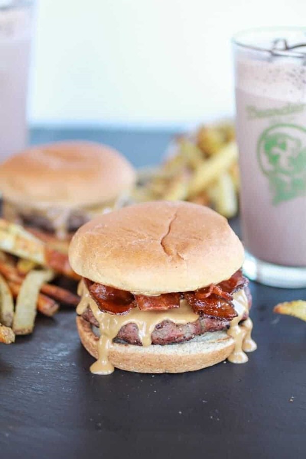 Peanut butter burgers with Slim Jim fries and chocolate shake