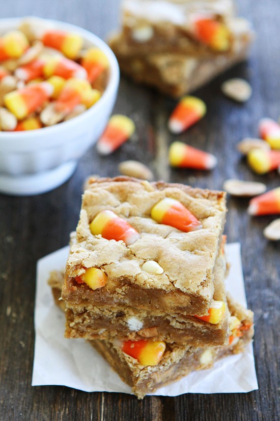 Peanut butter candy corn blondies