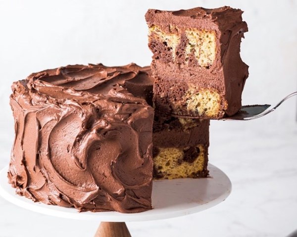 Peanut butter-chocolate marble cake