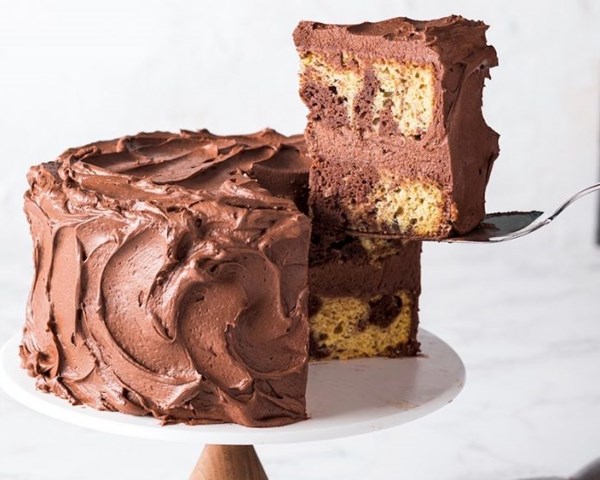 Peanut butter-chocolate marble cake