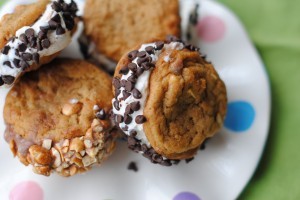 Peanut butter cookie ice cream sandwiches