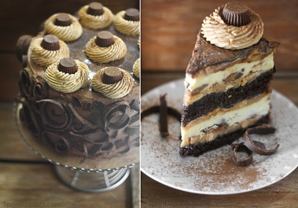 Peanut butter cup chocolate cake cheesecake
