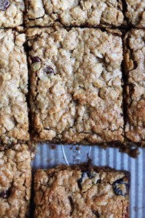 Peanut butter, dried cherry, and chocolate chip breakfast granola bars