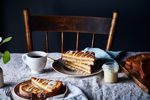 Peanut butter French toast with condensed milk