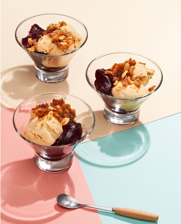 Peanut-butter ice cream, boysenberry jelly & toasted-peanut brittle