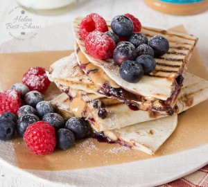 Peanut butter, jelly, chocolate and banana quesadillas