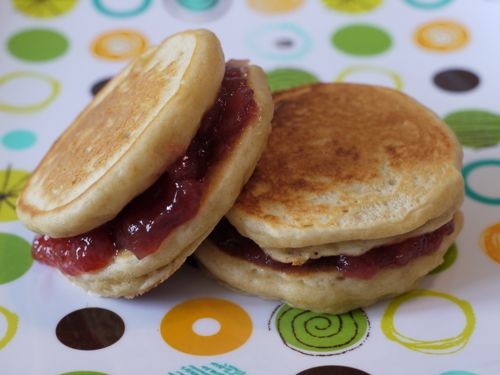 Peanut butter pancake sandwiches