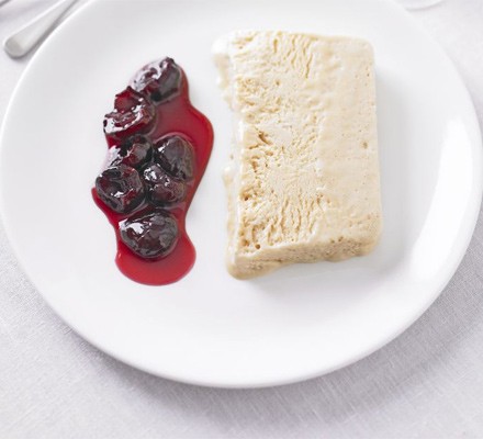 Peanut butter parfait with cherry compote
