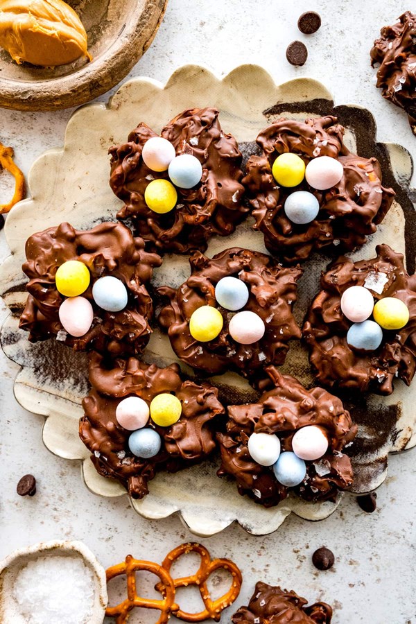 Peanut butter pretzel date clusters