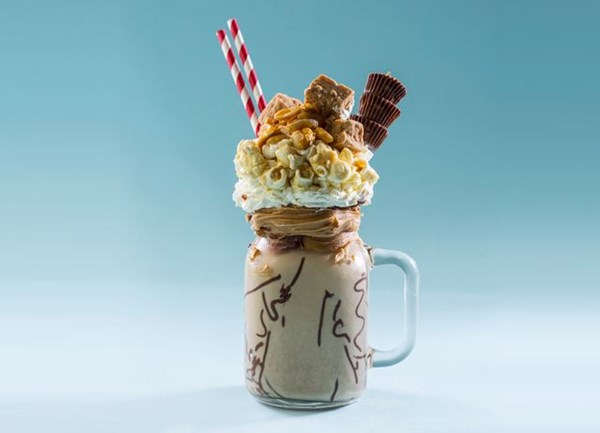 Peanut butter salted caramel freakshake