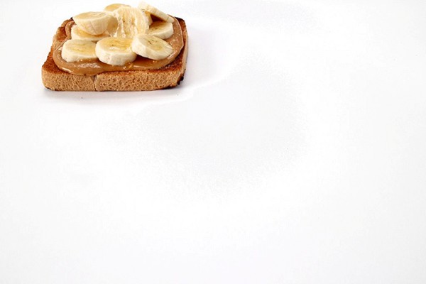Peanut butter, sliced banana, and honey on white toast