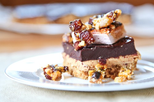 Peanut butter s’mores with strawberry marshmallows & bacon peanut brittle