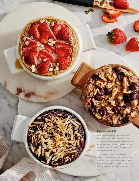 Peanut butter-strawberry banana-bread baked oatmeal