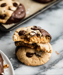Peanut butter-stuffed chocolate chip cookies dipped in chocolate