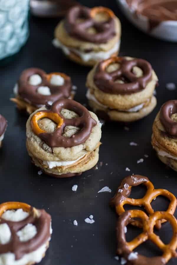 Peanut butter stuffed chocolate covered pretzel cookies 'n' cream 