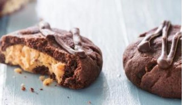Peanut-butter-stuffed double chocolate cookies