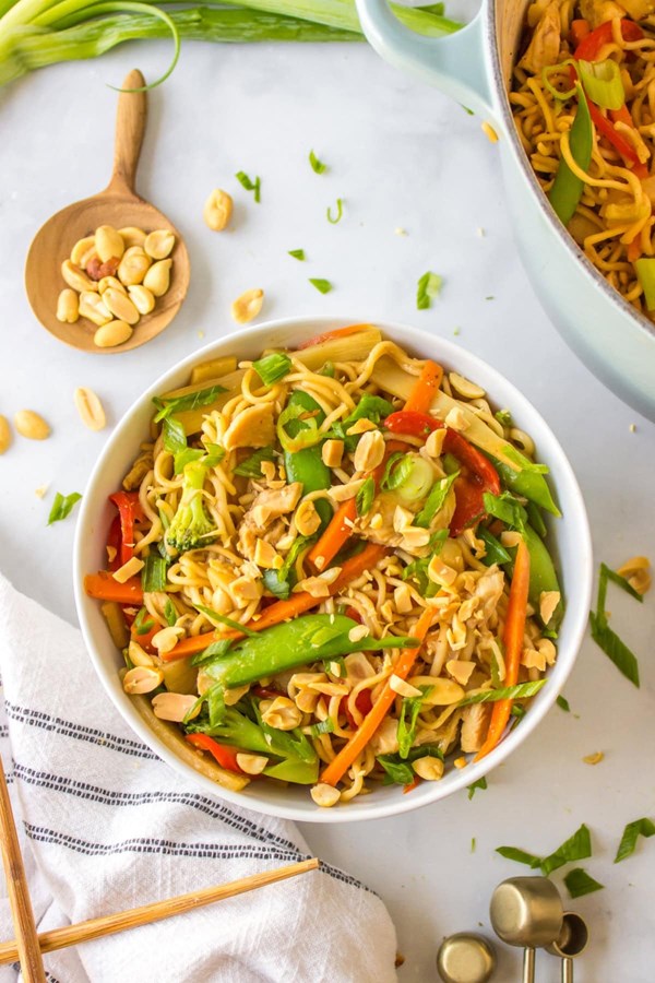 Peanut chicken and noodles