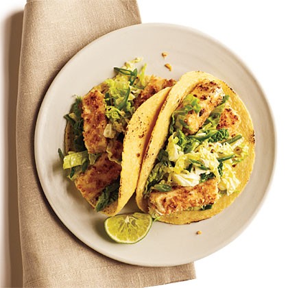 Peanut-crusted tofu tacos with tangy slaw