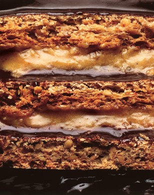 Peanut Dacquoise with peanut butter mousse