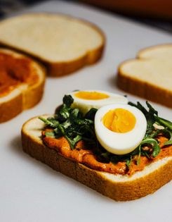 Peanut muhammara egg sandwich