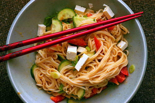 Peanut sesame noodles