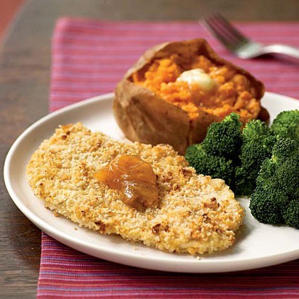 Peanutty baked chicken cutlets