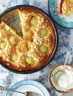 Pear & almond rice flour tart