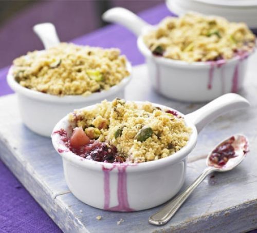Pear & blackberry crumbles