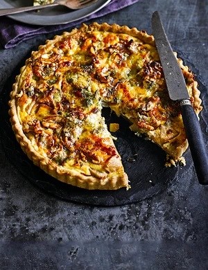 Pear & blue cheese tart with walnut pastry